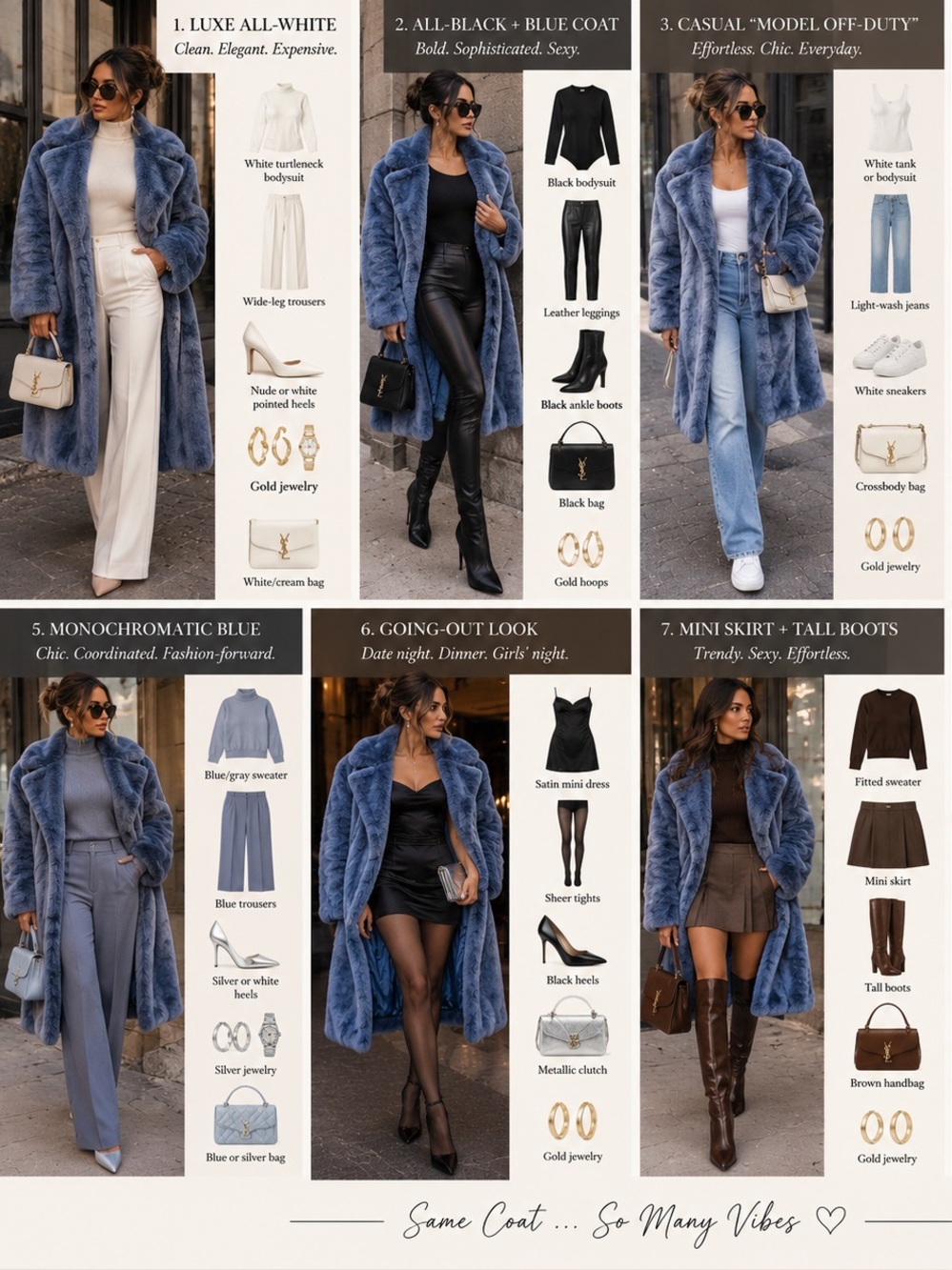 Blue Faux Fur Coat - Women Jackets & Coats